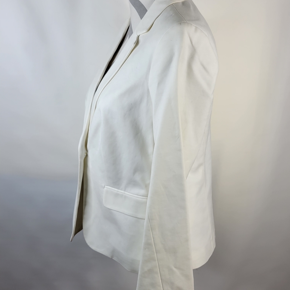 NWT Liz Claiborne Collection White Cotton Blazer Lined Shoulder Pads Size Medium - Picture 9 of 13